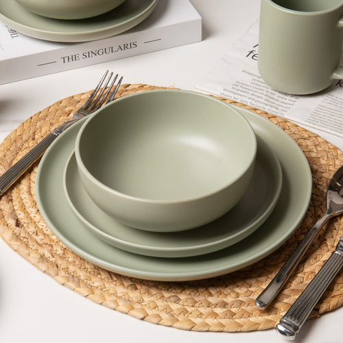Edena 12pc Stoneware Dinnerware Set - Matte Glaze Service for 3