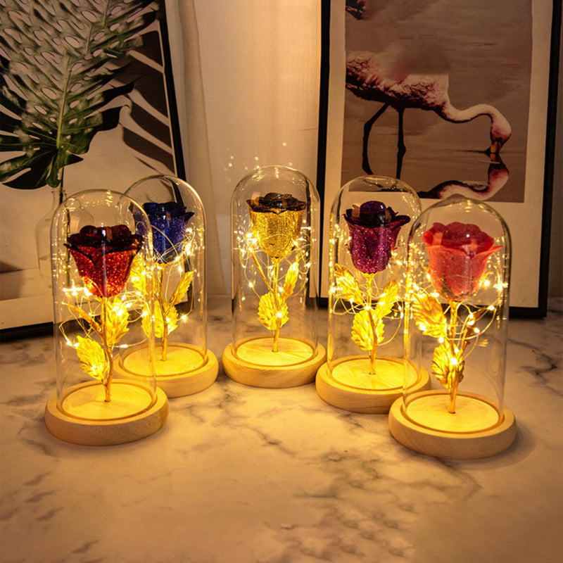 Edena Eternal Flower LED Lamp - Glass Dome Rose Light