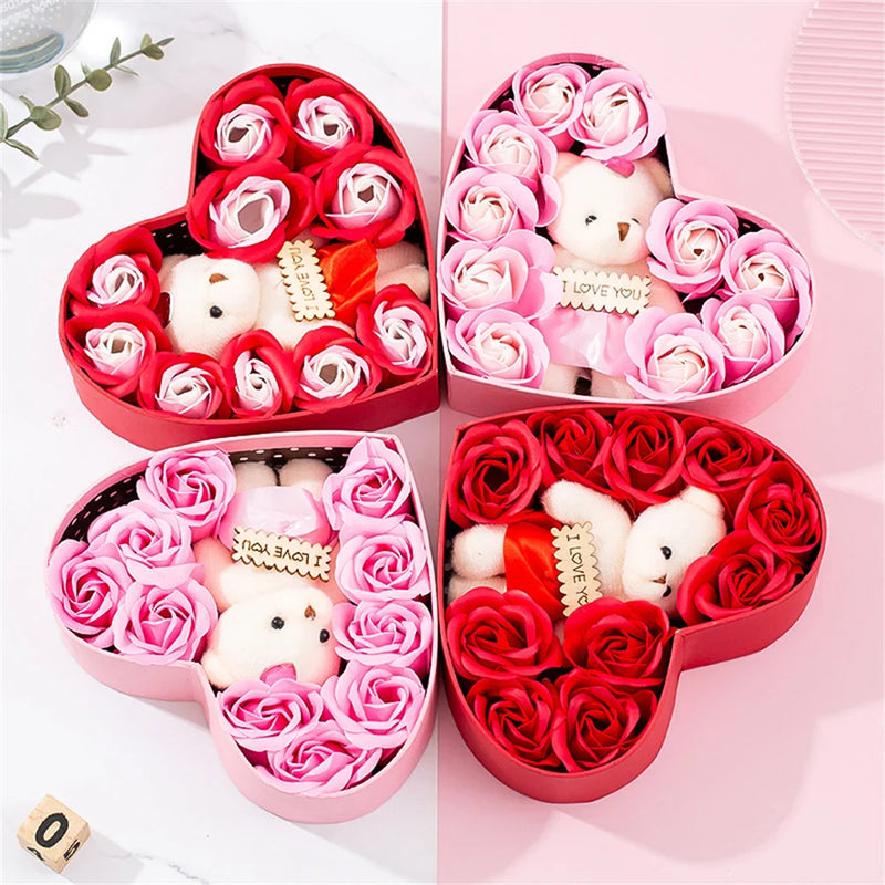 Edena Heart Rose Soap Gift Box - Romantic Valentine's Gift Set